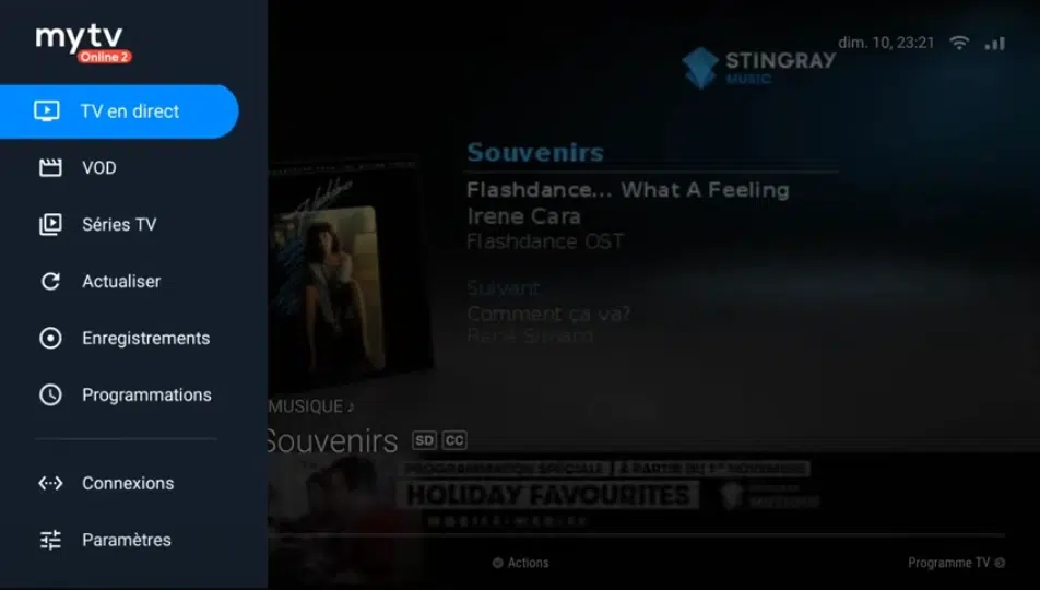 Appuyez sur Menu MyTVOnline+