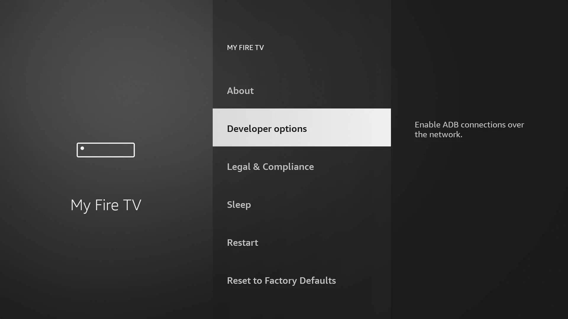 section developer options
